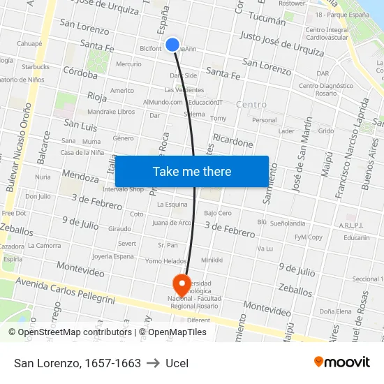 San Lorenzo, 1657-1663 to Ucel map