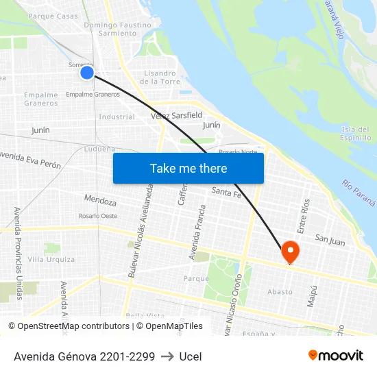 Avenida Génova 2201-2299 to Ucel map