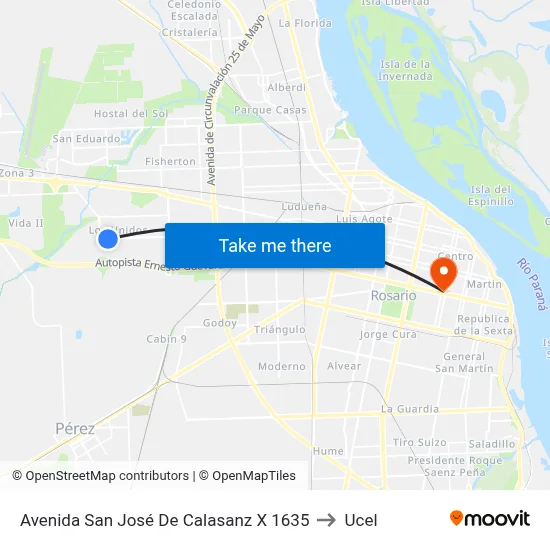 Avenida San José De Calasanz X 1635 to Ucel map