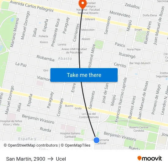 San Martín, 2900 to Ucel map