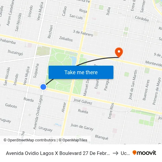 Avenida Ovidio Lagos X Boulevard 27 De Febrero to Ucel map