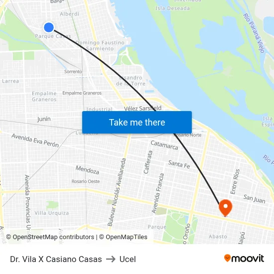 Dr. Vila X Casiano Casas to Ucel map