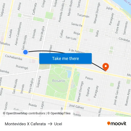 Montevideo X Caferata to Ucel map