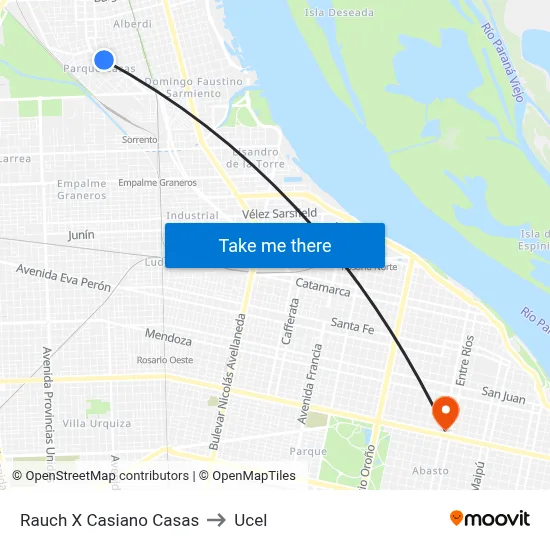 Rauch X Casiano Casas to Ucel map