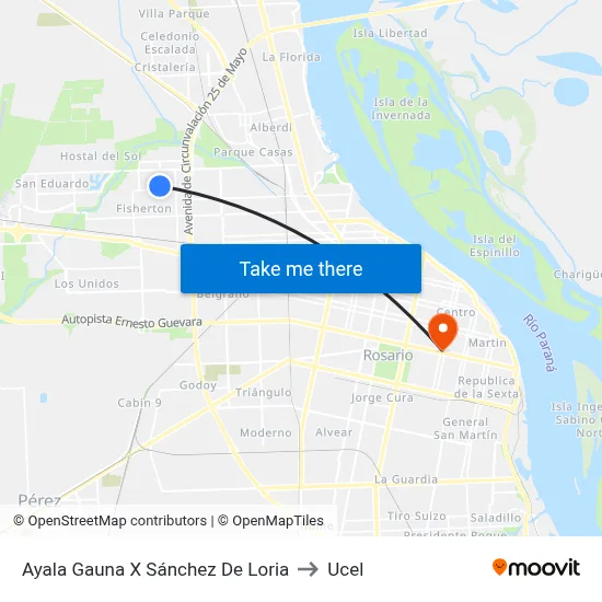 Ayala Gauna X Sánchez De Loria to Ucel map