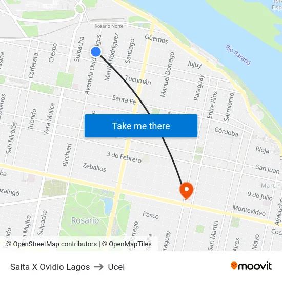 Salta X Ovidio Lagos to Ucel map