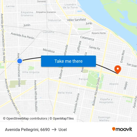 Avenida Pellegrini, 6690 to Ucel map