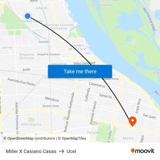 Miller X Casiano Casas to Ucel map