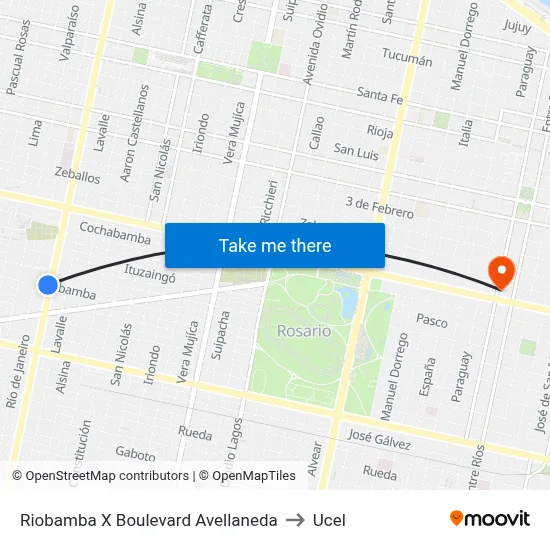 Riobamba X Boulevard Avellaneda to Ucel map