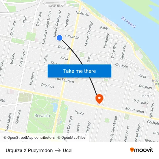 Urquiza X Pueyrredón to Ucel map