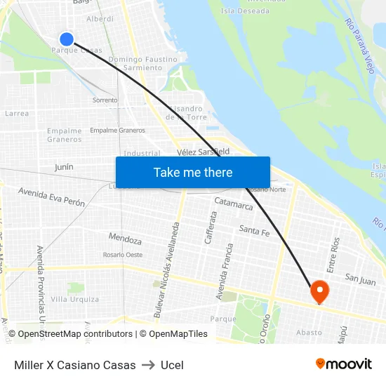 Miller X Casiano Casas to Ucel map