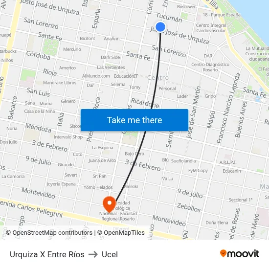 Urquiza X Entre Ríos to Ucel map
