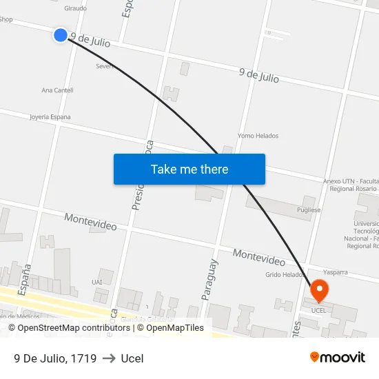 9 De Julio, 1719 to Ucel map