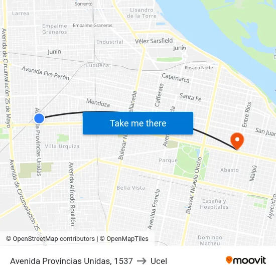Avenida Provincias Unidas, 1537 to Ucel map