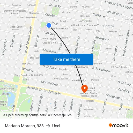 Mariano Moreno, 933 to Ucel map