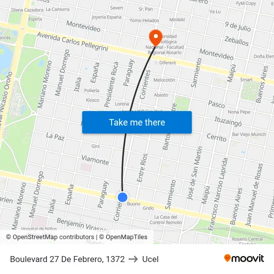 Boulevard 27 De Febrero, 1372 to Ucel map