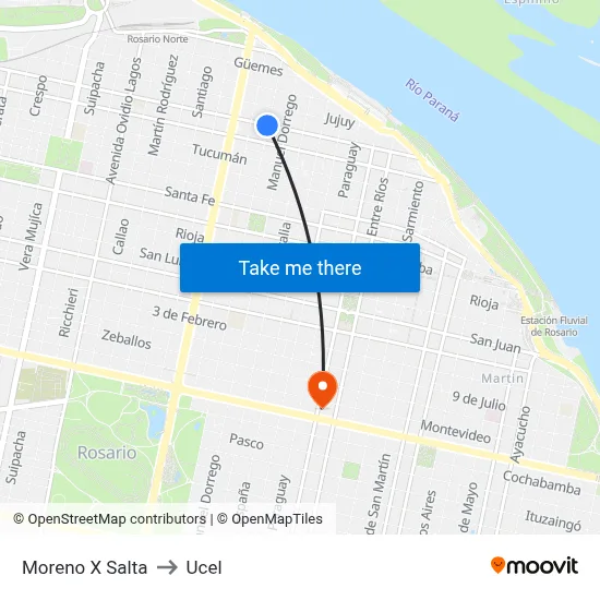 Moreno X Salta to Ucel map