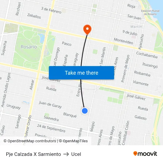 Pje Calzada X Sarmiento to Ucel map