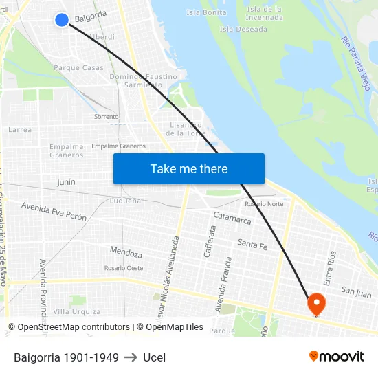 Baigorria 1901-1949 to Ucel map