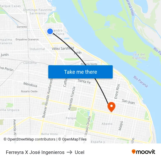 Ferreyra X José Ingenieros to Ucel map