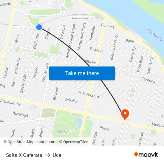 Salta X Caferata to Ucel map