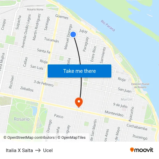 Italia X Salta to Ucel map