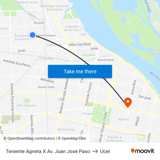 Teniente Agneta X Av. Juan José Paso to Ucel map