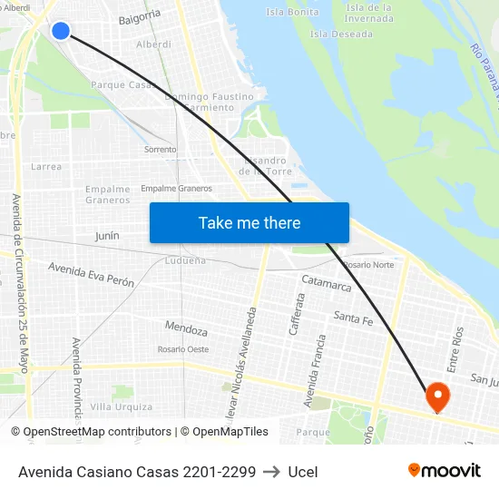Avenida Casiano Casas 2201-2299 to Ucel map