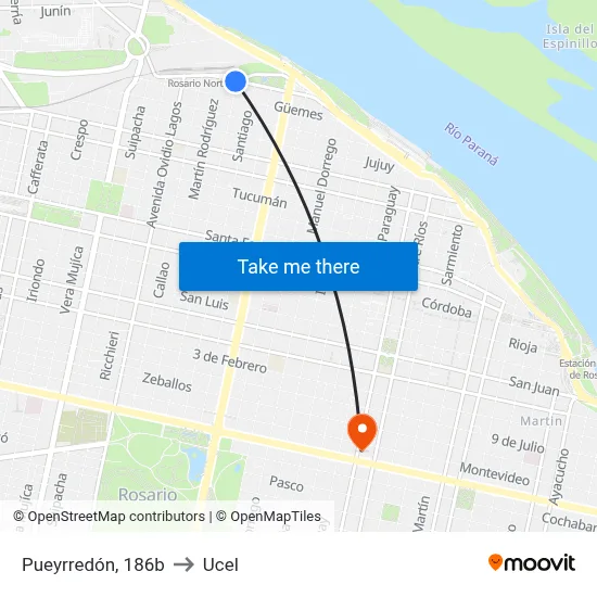 Pueyrredón, 186b to Ucel map