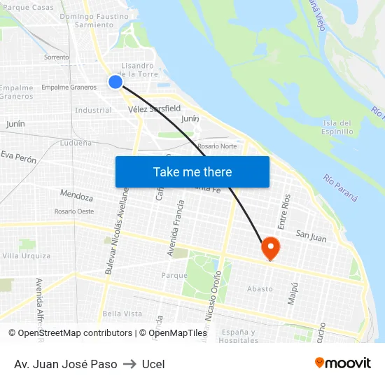 Av. Juan José Paso to Ucel map
