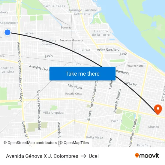 Avenida Génova X J. Colombres to Ucel map