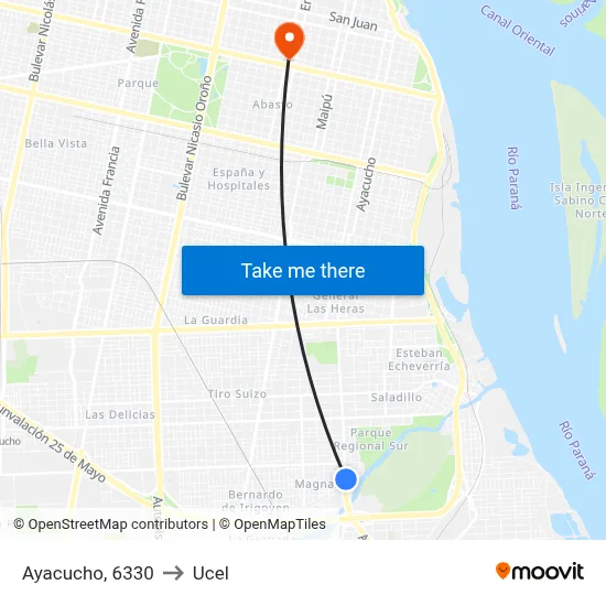 Ayacucho, 6330 to Ucel map