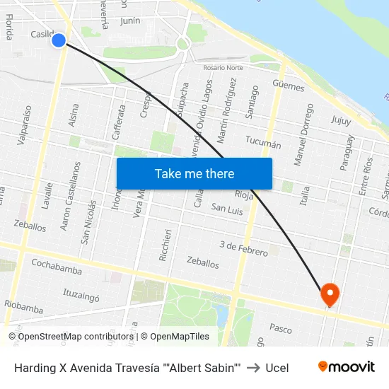 Harding X Avenida Travesía "Albert Sabin" to Ucel map