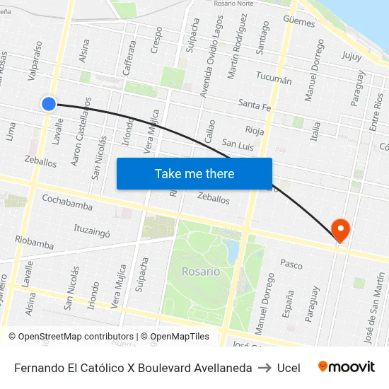 Fernando El Católico X Boulevard Avellaneda to Ucel map
