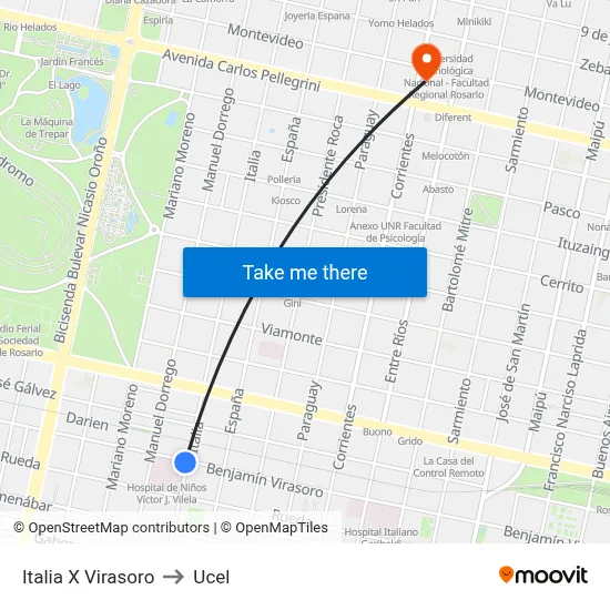 Italia X Virasoro to Ucel map