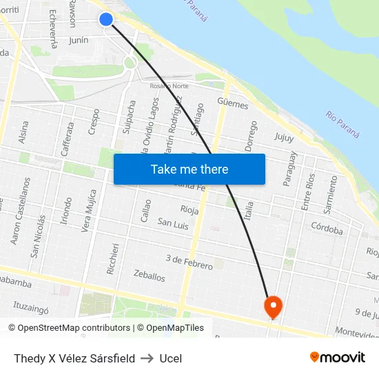 Thedy X Vélez Sársfield to Ucel map