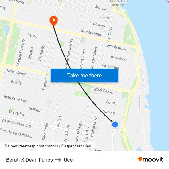 Beruti X Dean Funes to Ucel map