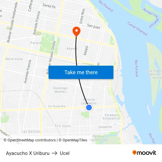 Ayacucho X Uriburu to Ucel map