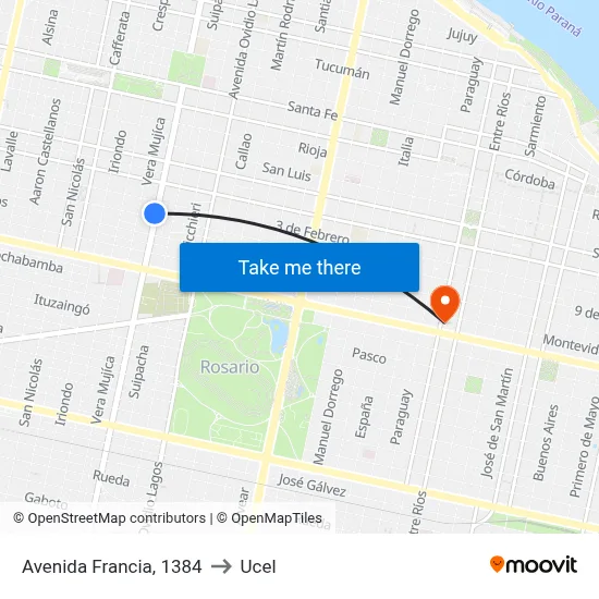 Avenida Francia, 1384 to Ucel map