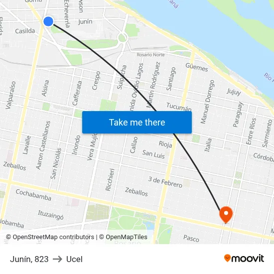 Junín, 823 to Ucel map