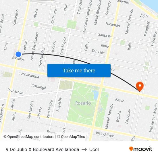 9 De Julio X Boulevard Avellaneda to Ucel map