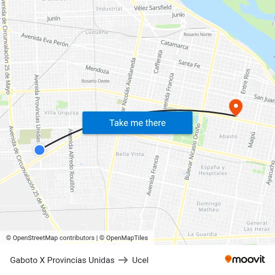 Gaboto X Provincias Unidas to Ucel map