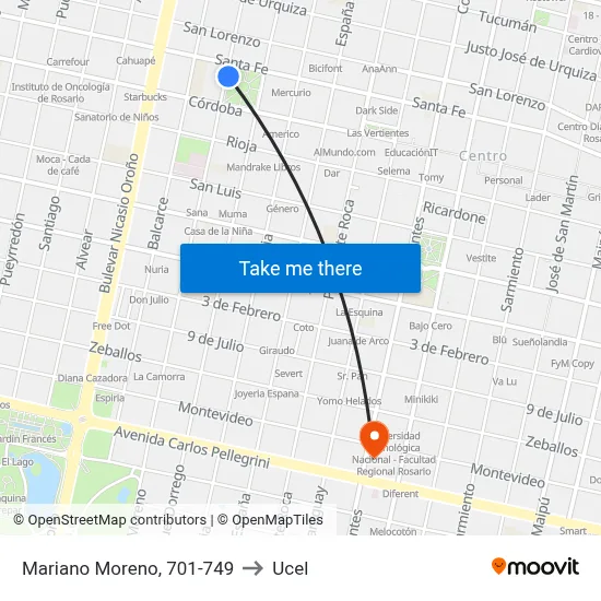 Mariano Moreno, 701-749 to Ucel map