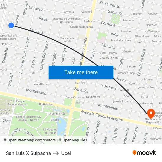 San Luis X Suipacha to Ucel map