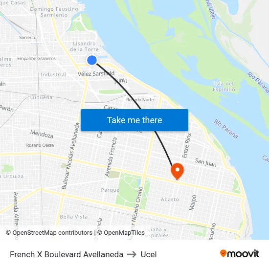 French X Boulevard Avellaneda to Ucel map