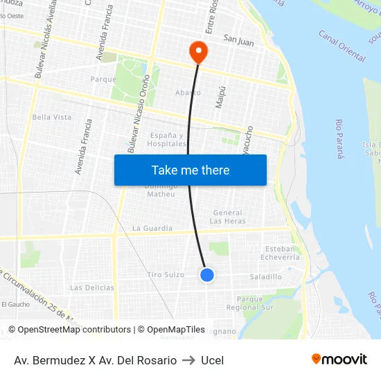 Av. Bermudez X Av. Del Rosario to Ucel map