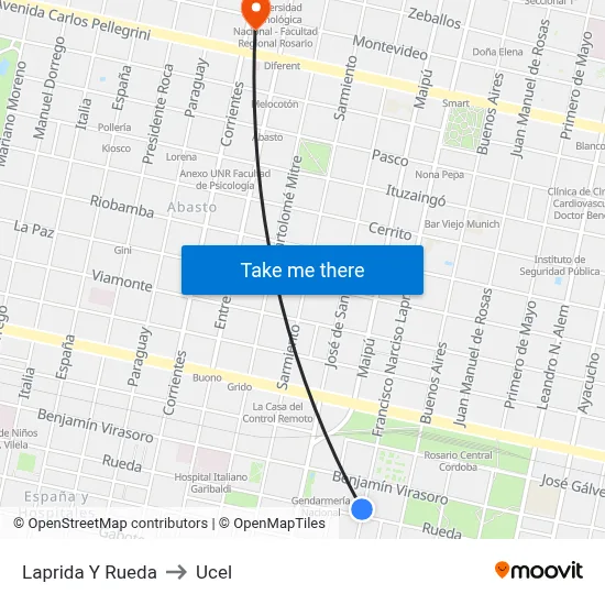 Laprida Y Rueda to Ucel map