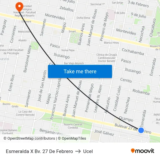 Esmeralda X Bv. 27 De Febrero to Ucel map