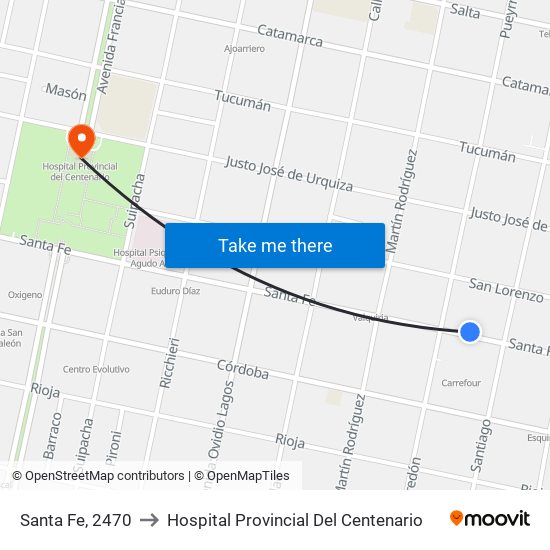 Santa Fe, 2470 to Hospital Provincial Del Centenario map