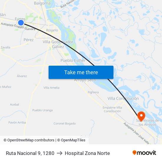 Ruta Nacional 9, 1280 to Hospital Zona Norte map